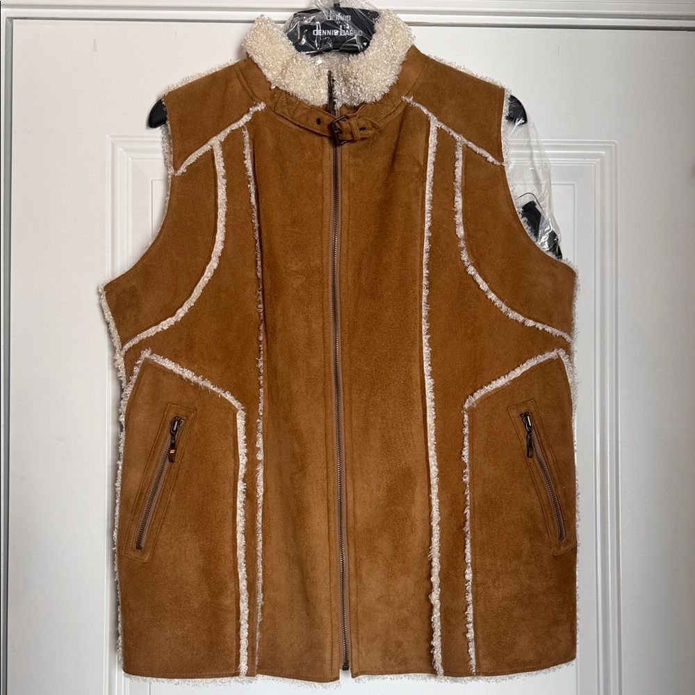 Dennis Basso Brown Shearling Vest